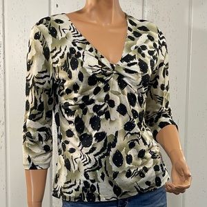 *Jaipur Women’sTwist  V-Neck Floral Top Sz L
